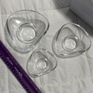 SIN Set of Three Clear Glass Bowls/ Candle Holders